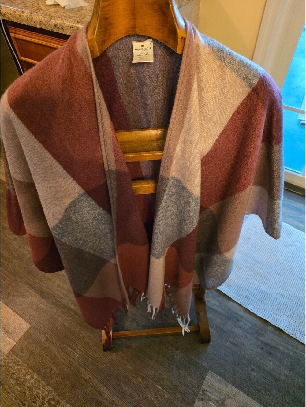 Woolrich One Size Multi-Color Plaid Shawl Wrap with Fringe